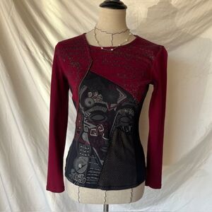 Super cool, grunge euro Kalisson funky retro top